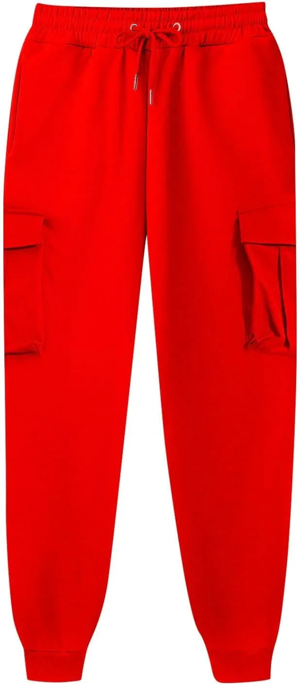 Mens Sweatpants with Pockets Big and Tall Pant Fleece Liend Pants Hiking Drawstring Joggers Cargo Pant Men Pants Hiking