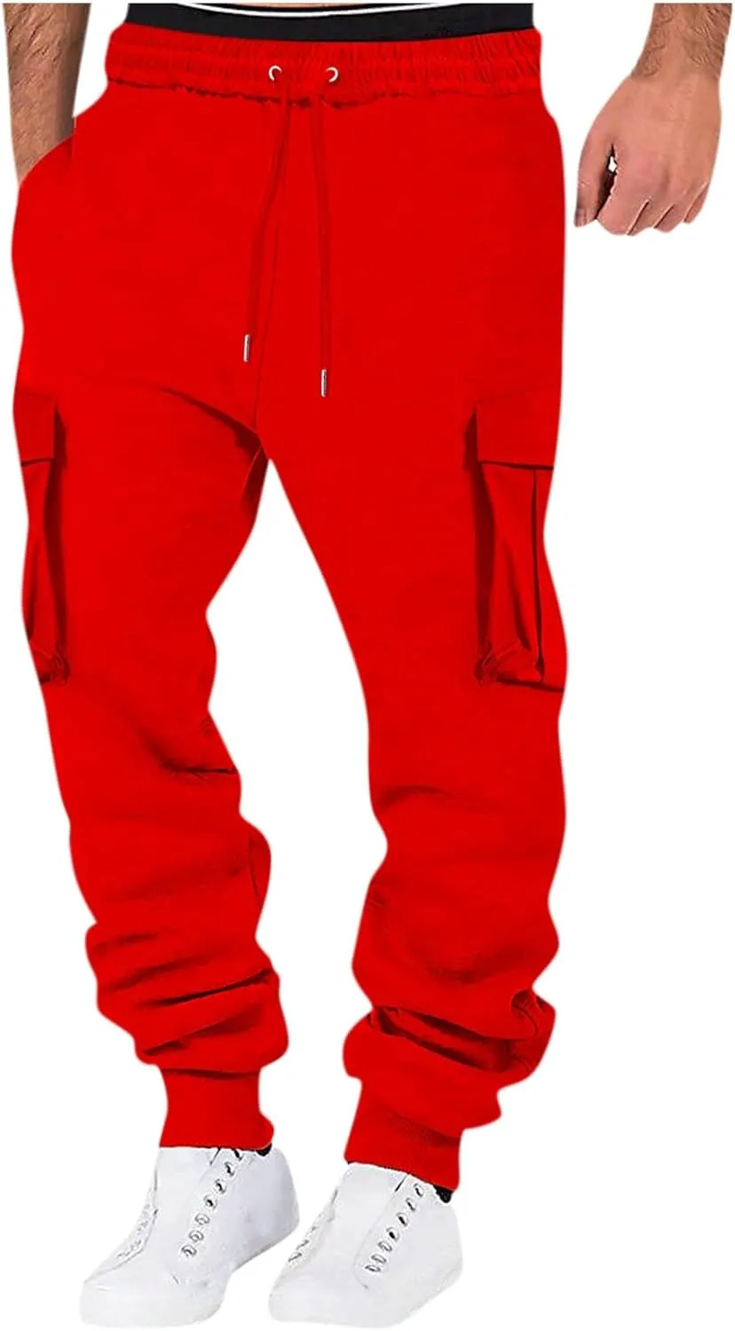 Mens Sweatpants with Pockets Big and Tall Pant Fleece Liend Pants Hiking Drawstring Joggers Cargo Pant Men Pants Hiking