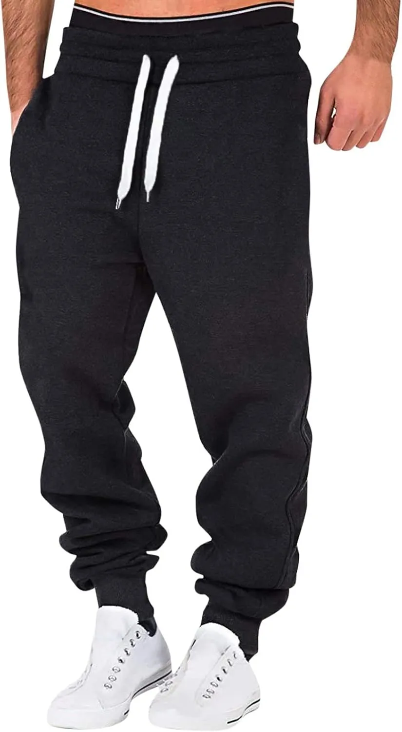 Mens Sweatpants with Pockets Fleece Elastic Bottom Men's Sports Heavyweight Jogger Pants Sweatpants for Men Trousers