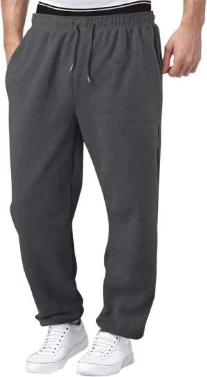 Mens Sweatpants with Pockets Lightweight Lace Up Workout Pants Fleece Lined Joggers Pants Casual Cotton Yoga Pants