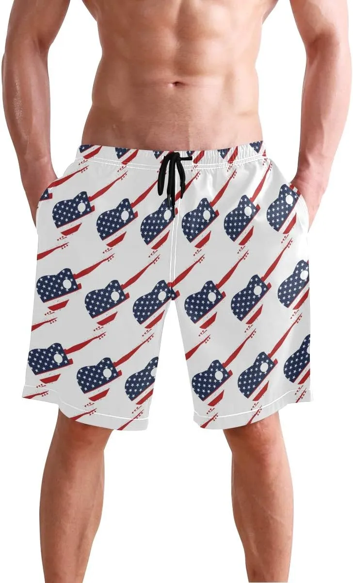 Mens Swim Trunks Board Shorts Lightweight Quick Dry Drawstring Bathing Suits
