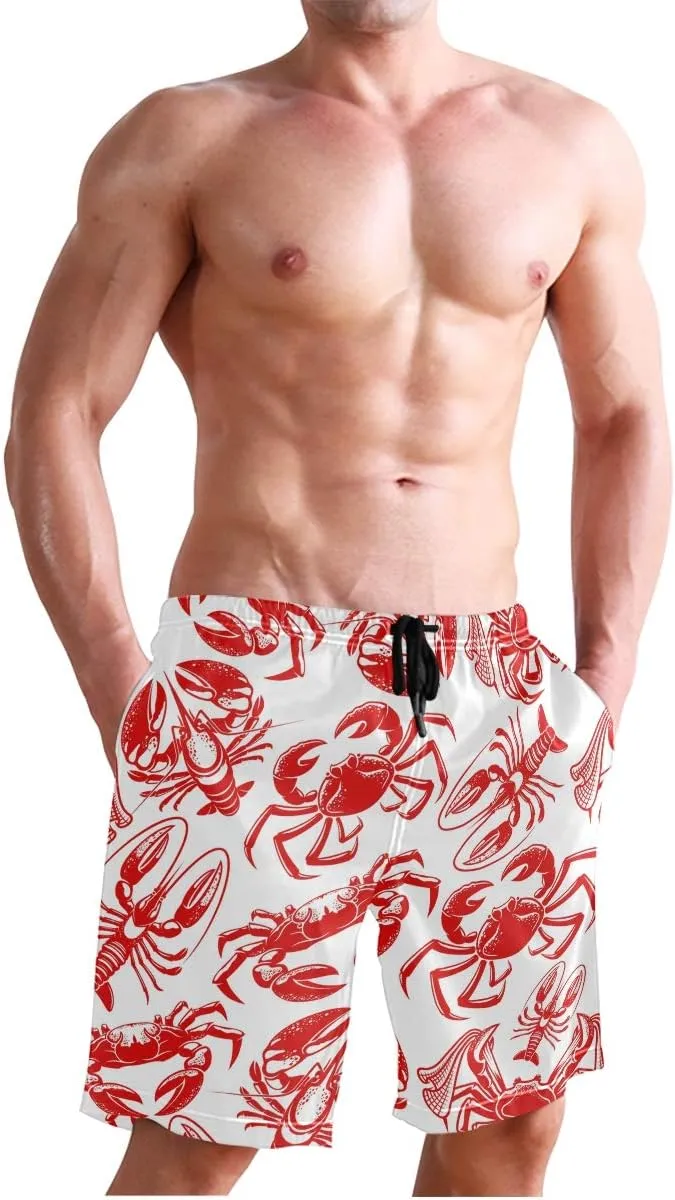 Mens Swim Trunks Board Shorts Lightweight Quick Dry Drawstring Bathing Suits