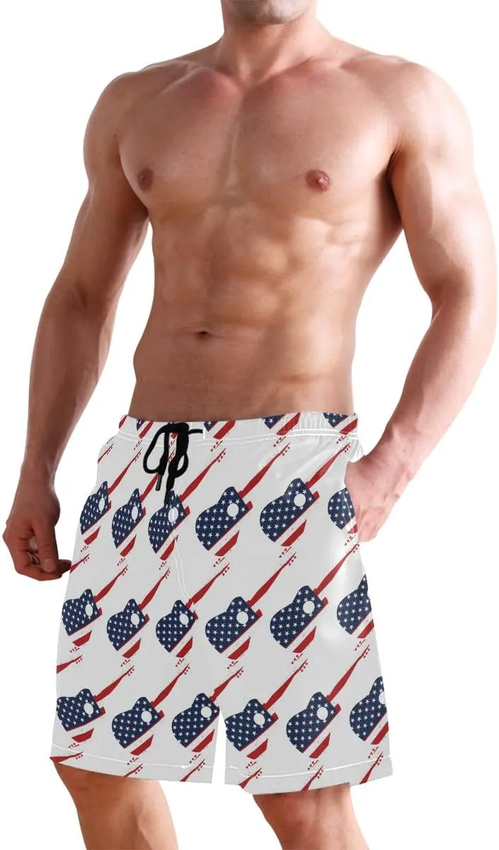 Mens Swim Trunks Board Shorts Lightweight Quick Dry Drawstring Bathing Suits
