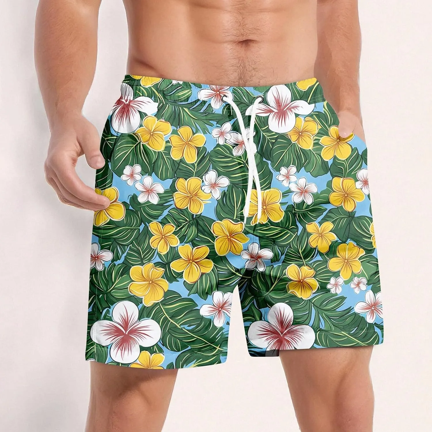 Men's Swim Trunks Quick Dry Beach Swim Shorts Stretch Board Shorts Swimsuit with Pockets