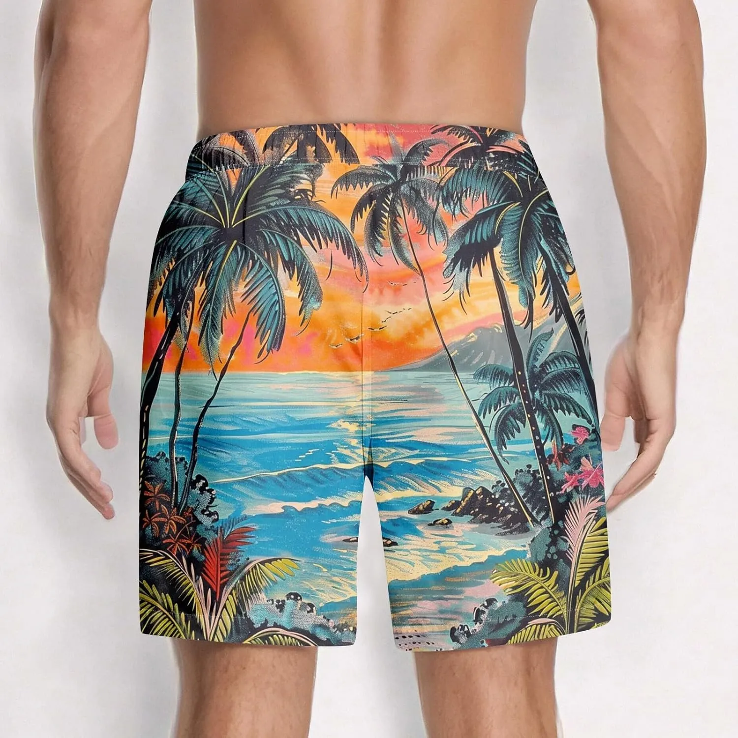 Men's Swim Trunks Quick Dry Beach Swim Shorts Stretch Board Shorts Swimwear with Pockets