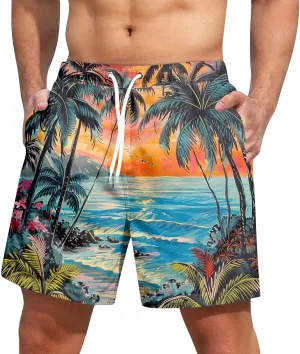 Men's Swim Trunks Quick Dry Beach Swim Shorts Stretch Board Shorts Swimwear with Pockets