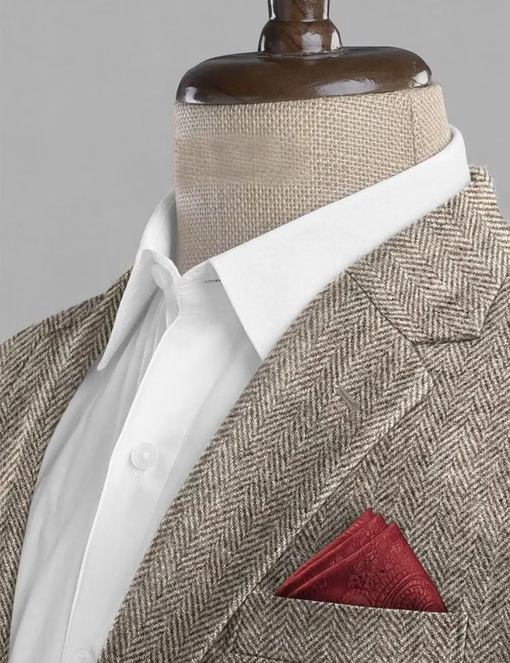 Mens Tweed Blazer Retro Herringbone Slim Fit Sport Coats Two Button Notch Lapel Prom Business Blazer