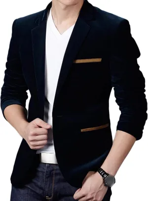 Men's Vintage One Button Blazer Lightweight Solid Casual Sport Coat Single Breasted Slim Fit Suit Jacket