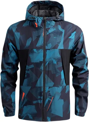 Mens Windproof Jacket Lightweight Mountain Sport Jacket Breathable Hooded Windbreaker Coat for Cycling Golf Travel