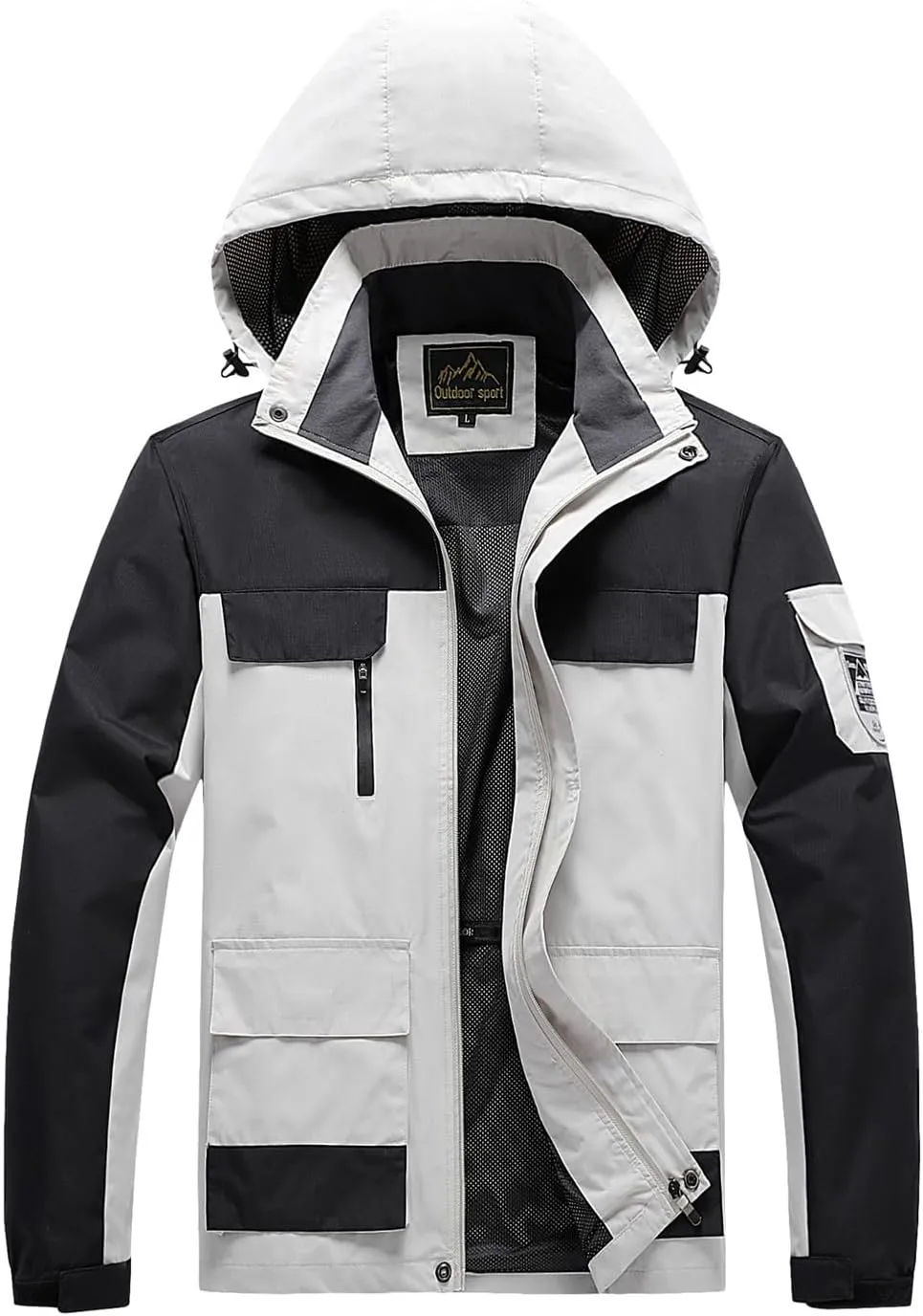 Mens Windproof Jacket Waterproof Lightweight Mountain Sport Jacket Hooded Windbreaker Outdoors Raincoat Hiking Outfits