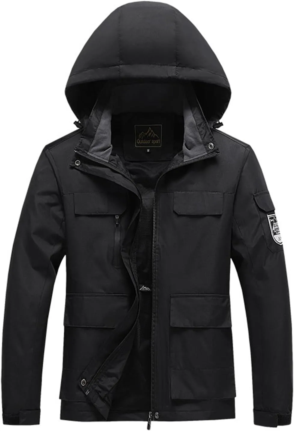 Mens Windproof Jacket Waterproof Lightweight Mountain Sport Jacket Hooded Windbreaker Outdoors Raincoat Hiking Outfits
