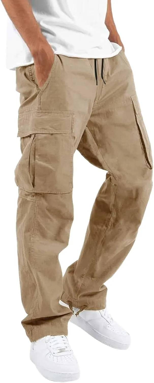 Mens Workout Cargo Sweatpants Heavyweight Mens Fashion Athletic Joggers Pants Sweatpants Trousers Cotton Cargo Pants