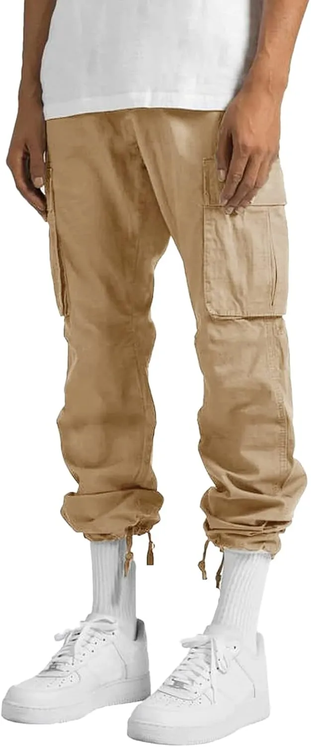 Mens Workout Cargo Sweatpants Heavyweight Mens Fashion Athletic Joggers Pants Sweatpants Trousers Cotton Cargo Pants