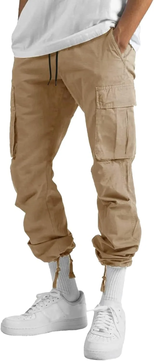 Mens Workout Cargo Sweatpants Heavyweight Mens Fashion Athletic Joggers Pants Sweatpants Trousers Cotton Cargo Pants
