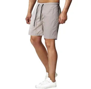 Mens Workout Running Shorts Summer Quick Dry Beach Shorts Drawstring Elastic Waist Solid Loose Fit Sports Shorts