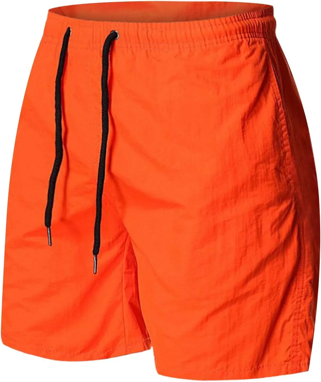 Mens Workout Running Shorts Summer Quick Dry Beach Shorts Drawstring Elastic Waist Solid Loose Fit Sports Shorts