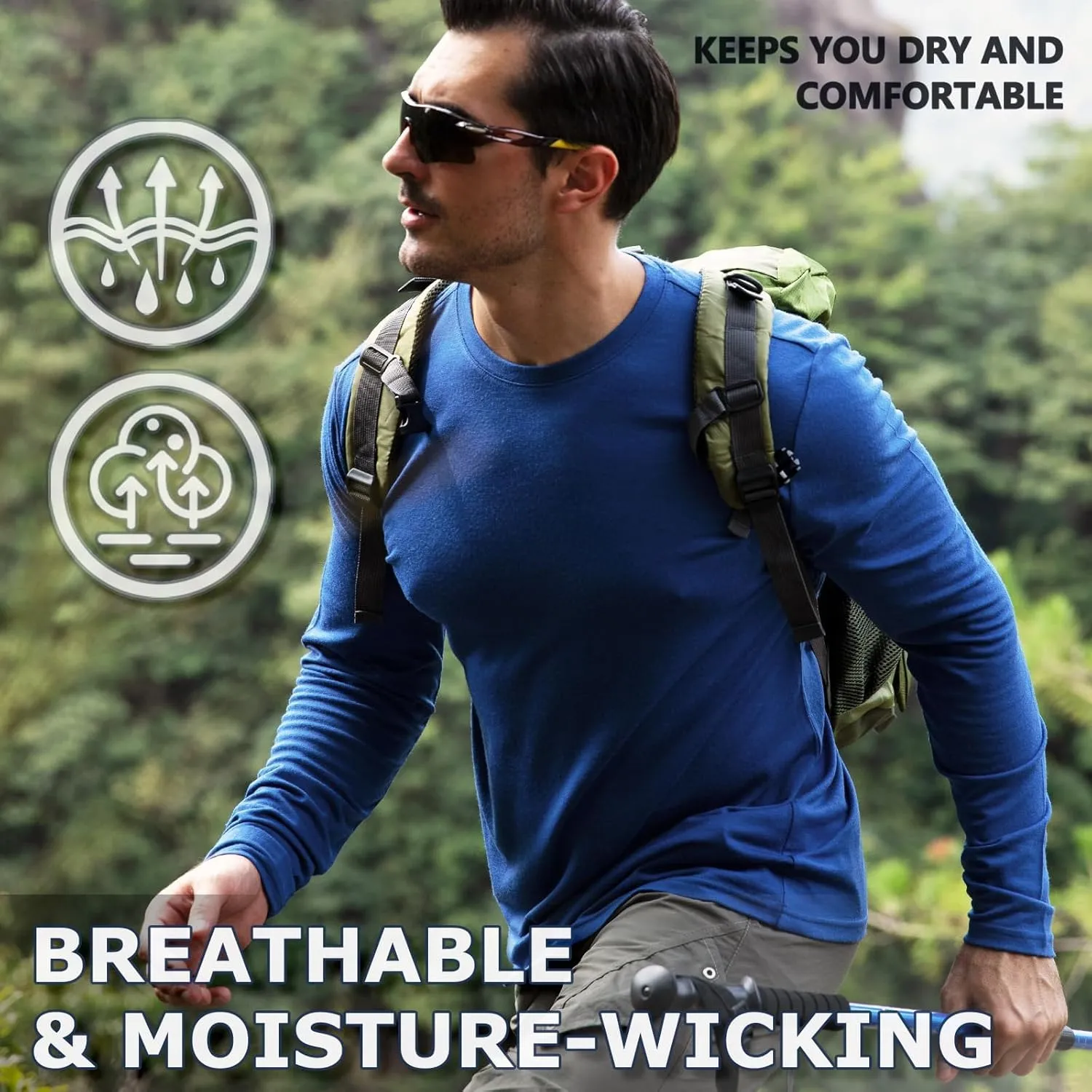 Merino Protect 100% Merino Wool Base Layer Mens Set Thermals Odor Resistance Underwear For Cold Weather