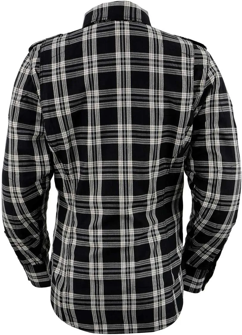 Milwaukee Leather MPL2600 Women’s Plaid Flannel Biker Shirt w/CE Approved Armor - Reinforced w/Aramid Fiber