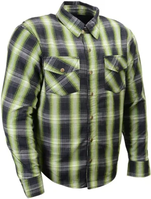 Milwaukee Leather MPM1658 Men's Plaid Flannel Biker Shirt with CE Approved Armor - Reinforced w/Aramid Fiber