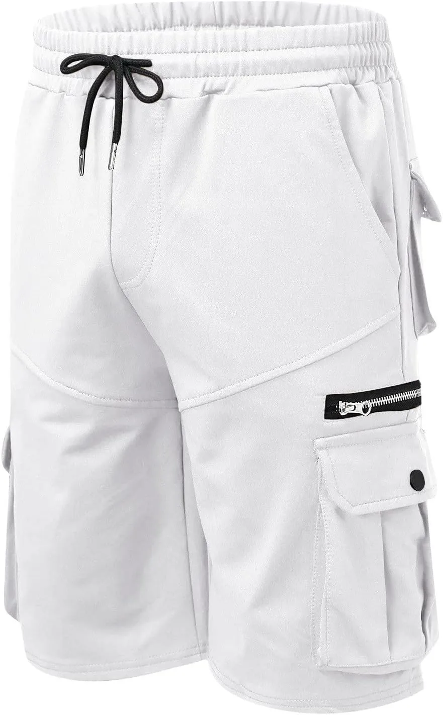 Muscularfit Shorts Men Casual Cotton Gym Athletic Workout Cargo Shorts Summer Fashion Drawstring Stretch Multi Pockets Shorts