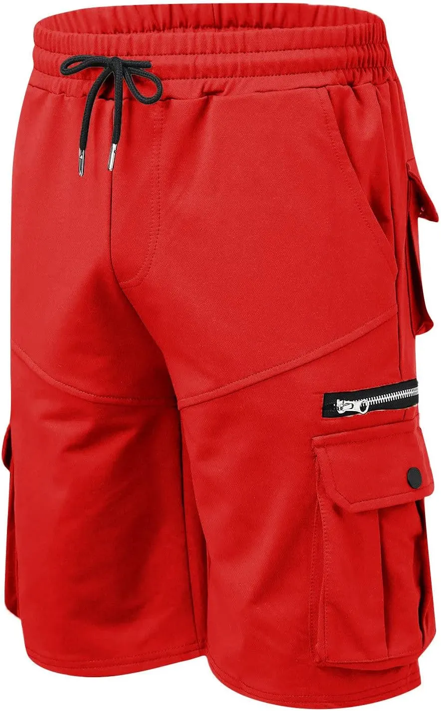 Muscularfit Shorts Men Casual Cotton Gym Athletic Workout Cargo Shorts Summer Fashion Drawstring Stretch Multi Pockets Shorts