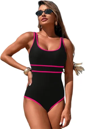 MXVPY One Piece Swimsuit for Women Adjustable Lightweight Tummy Control Solid Swim Suits Bathing Suits Swimwear