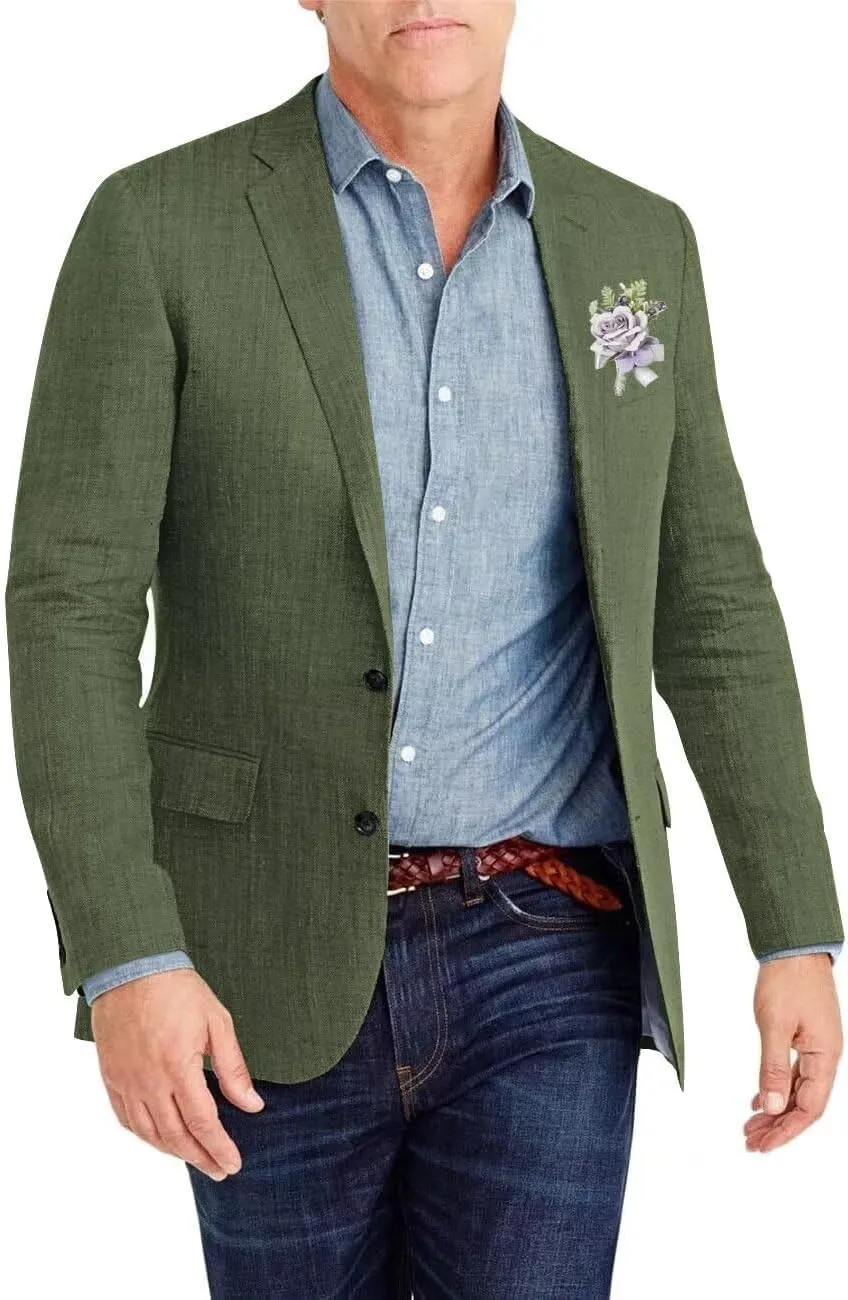 Netsky Mens Linen Blazer Casual Two Button Suit Jacket Lightweight Sport Coat for Men Summer