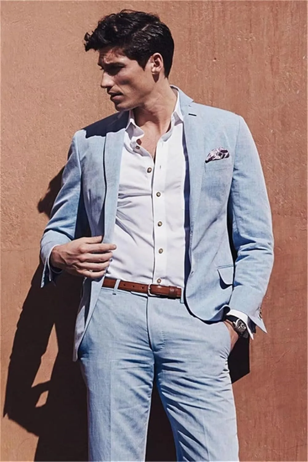 Netsky Mens Linen Blazer Casual Two Button Suit Jacket Lightweight Sport Coat for Men Summer