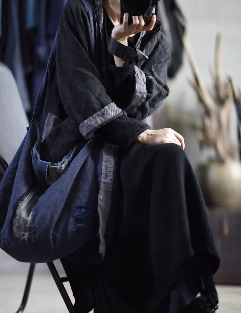 NFYM Wome's Long Trench Coat 100% Linen Lighweight Open Front Cardigan Patchwork Irregular Vintage Loose Windbreaker