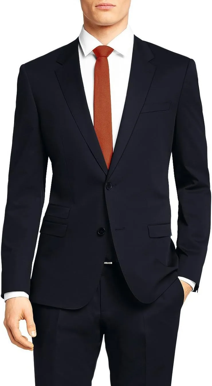 Nicoletti Men's Two Button Stretch Slim Fit Suit Ticket Pocket Jacket with Pant