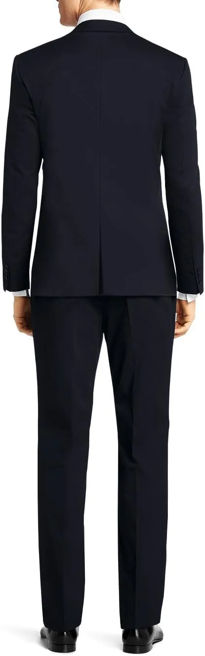 Nicoletti Men's Two Button Stretch Slim Fit Suit Ticket Pocket Jacket with Pant