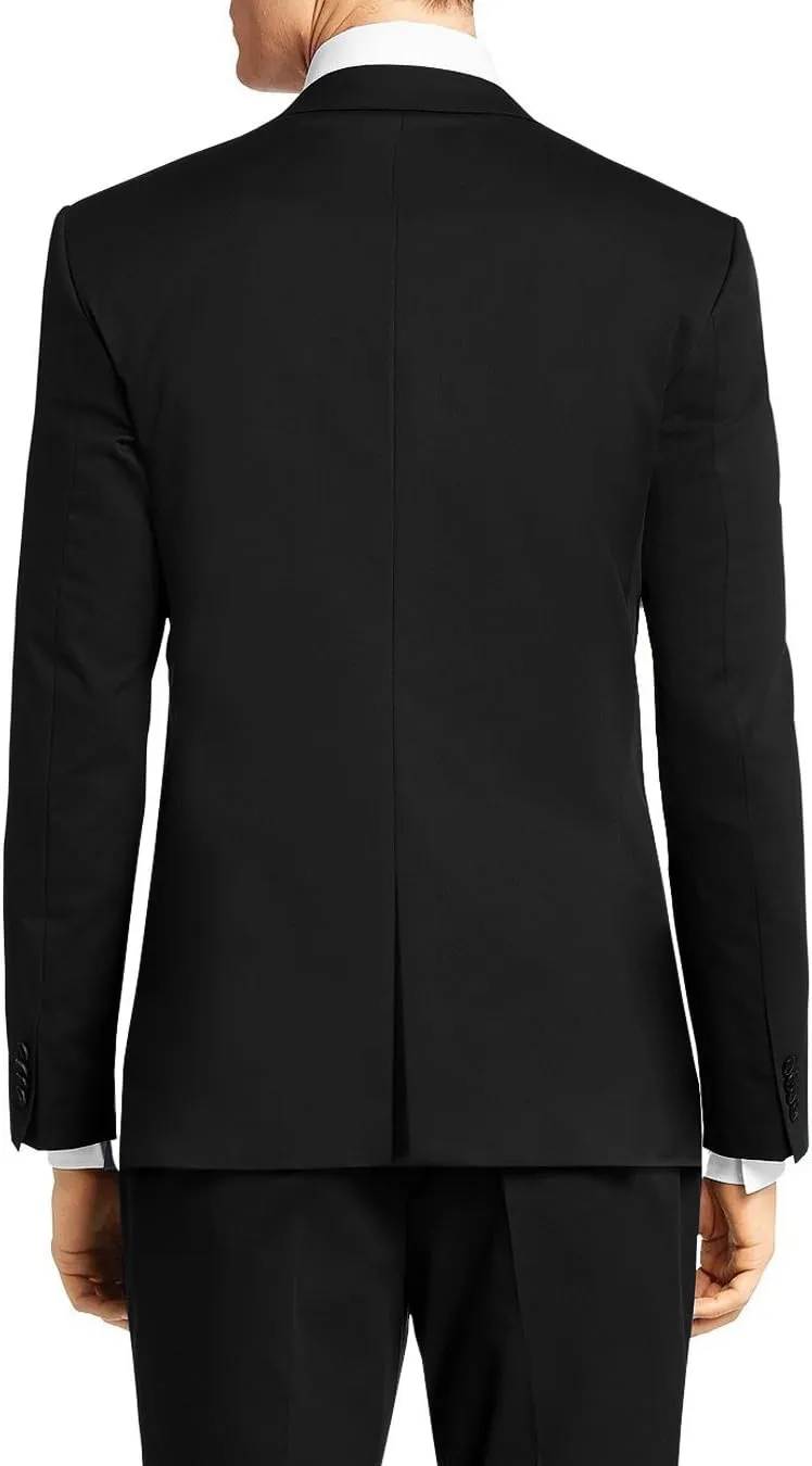 Nicoletti Men's Two Button Stretch Slim Fit Suit Ticket Pocket Jacket with Pant