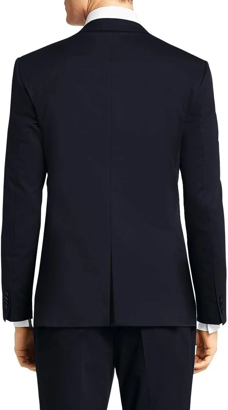 Nicoletti Men's Two Button Stretch Slim Fit Suit Ticket Pocket Jacket with Pant