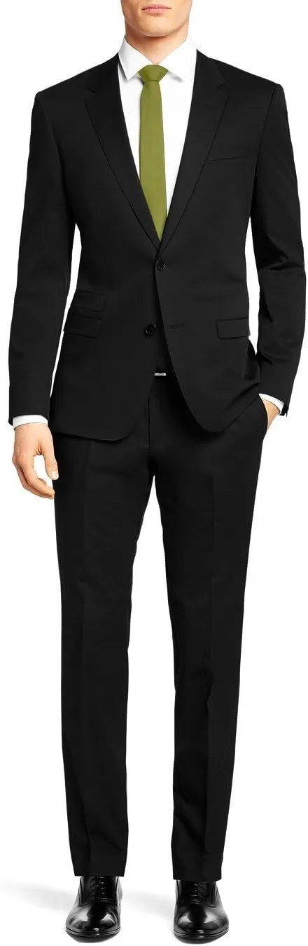 Nicoletti Men's Two Button Stretch Slim Fit Suit Ticket Pocket Jacket with Pant
