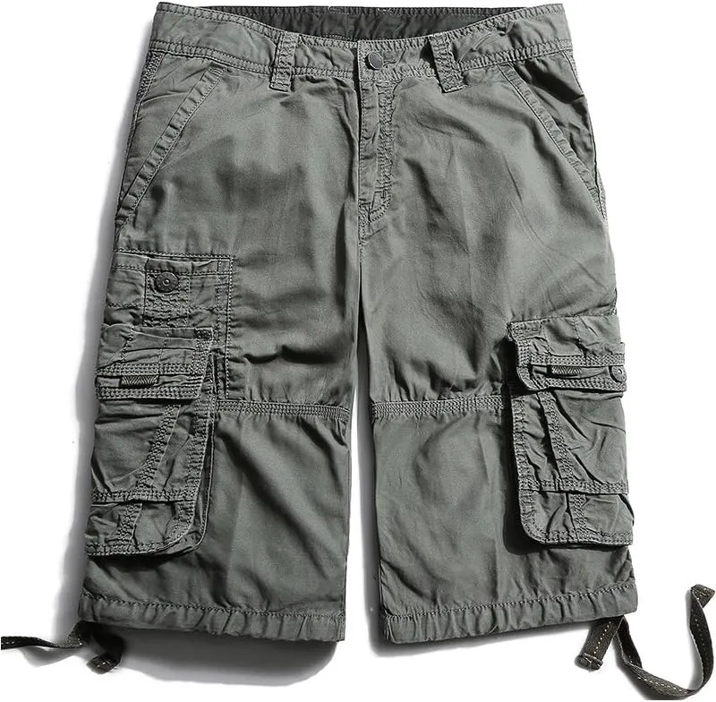 OCHENTA Mens Loose Fit Cargo Shorts Casual Lightweight Outdoor Hiking Summer Beach Shorts Grey 34