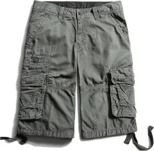 OCHENTA Mens Loose Fit Cargo Shorts Casual Lightweight Outdoor Hiking Summer Beach Shorts Grey 34