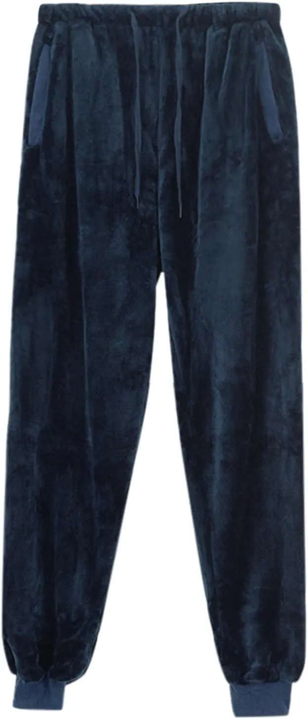 Oplxuo Womens Fuzzy Fleece Pajamas Pants High Waisted Cinch Bottom Lounge Baggy Sweatpants Soft Warm Winter Joggers Pants