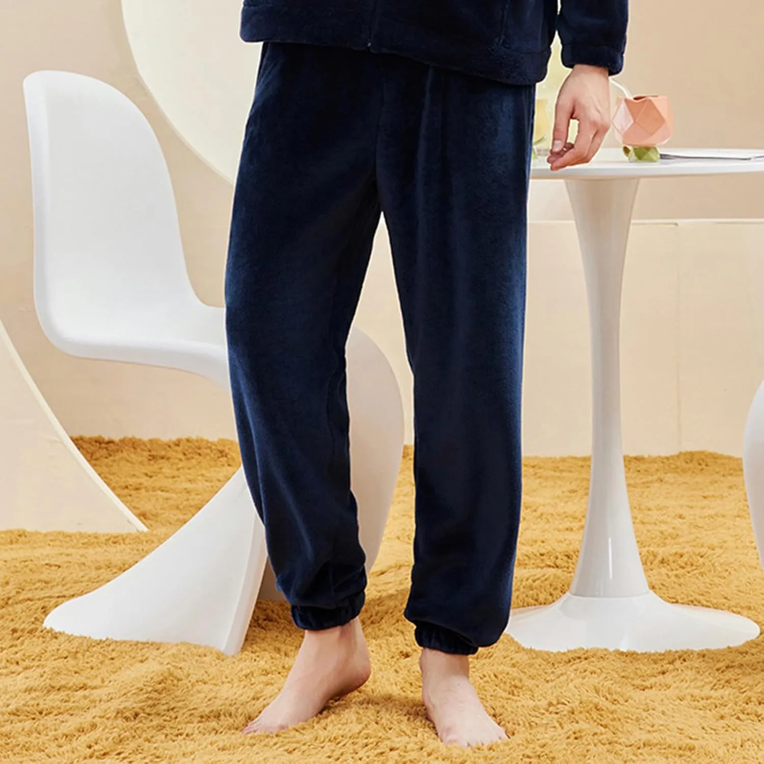 Oplxuo Womens Fuzzy Fleece Pajamas Pants High Waisted Cinch Bottom Lounge Baggy Sweatpants Soft Warm Winter Joggers Pants