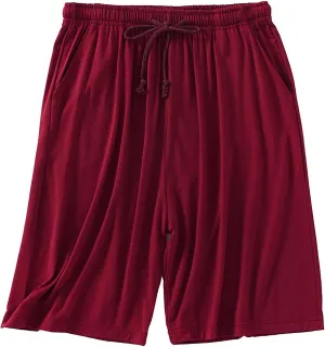 Pajama Shorts for Men Elastic Waist Casual Comfy Lounge Shorts Summer Loose Fit Lightweight Drawstring Sweat Shorts