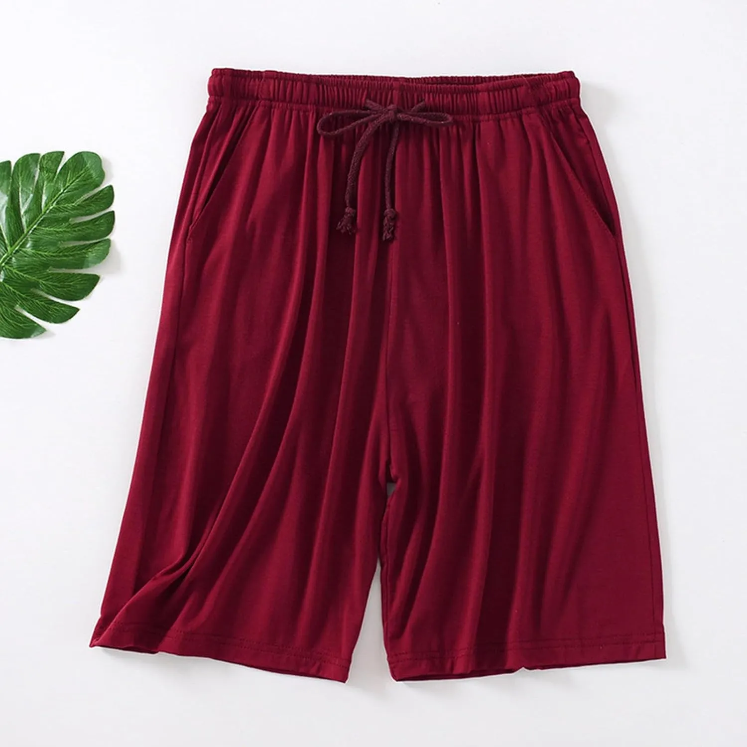 Pajama Shorts for Men Elastic Waist Casual Comfy Lounge Shorts Summer Loose Fit Lightweight Drawstring Sweat Shorts
