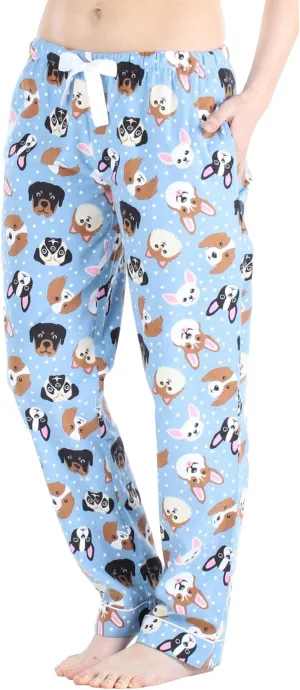 PajamaMania Women's Cotton Flannel Pajama PJ Pants with Pockets
