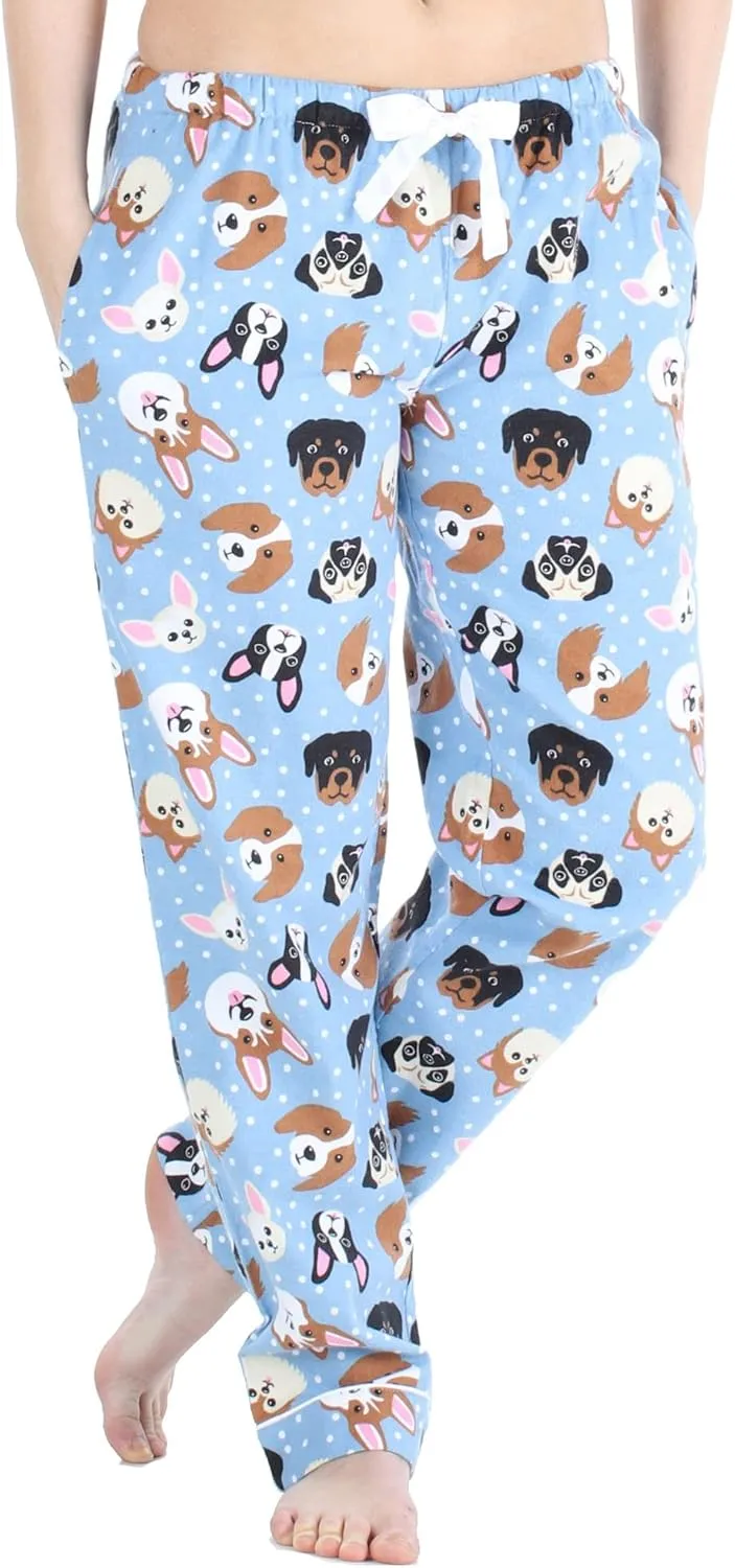PajamaMania Women's Cotton Flannel Pajama PJ Pants with Pockets