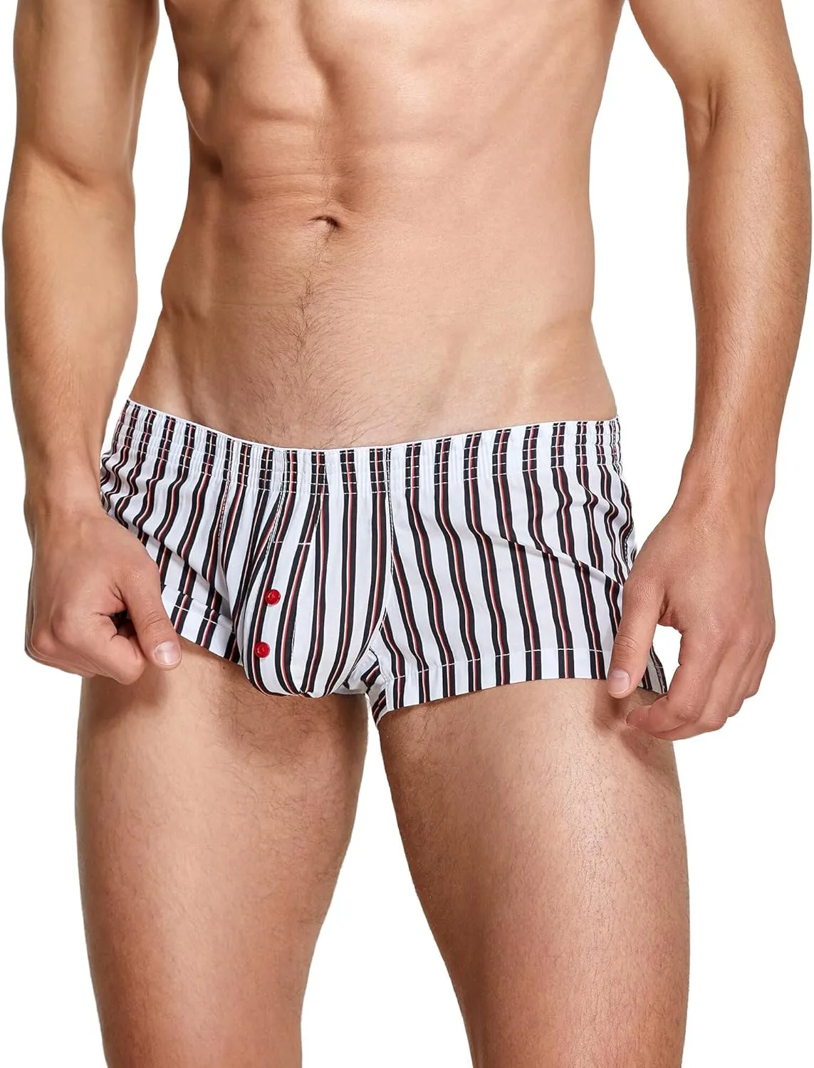 Panegy Mens Striped Lounge Shorts Cotton Comfort 3" Short Boxers Relaxed Sleepwear Underwear