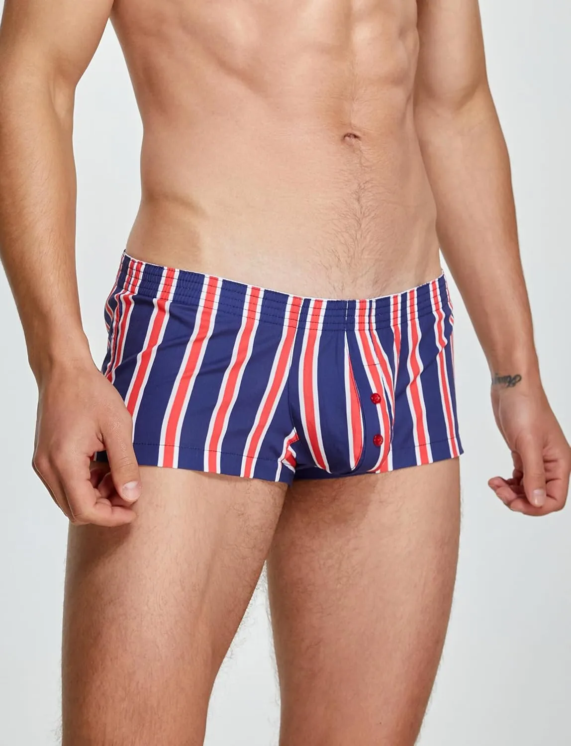 Panegy Mens Striped Lounge Shorts Cotton Comfort 3" Short Boxers Relaxed Sleepwear Underwear