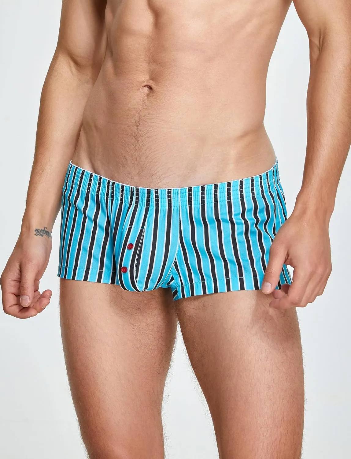 Panegy Mens Striped Lounge Shorts Cotton Comfort 3" Short Boxers Relaxed Sleepwear Underwear