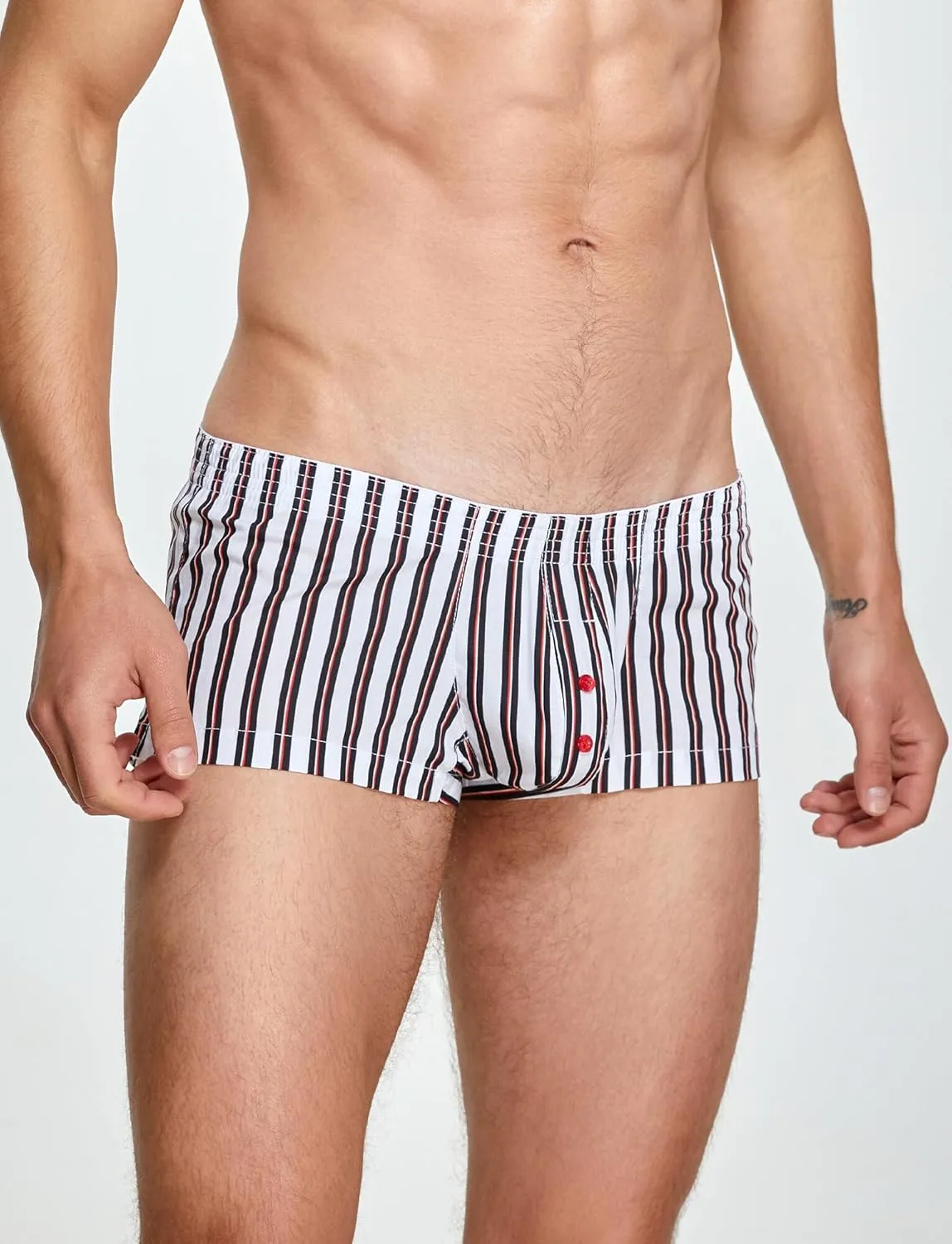 Panegy Mens Striped Lounge Shorts Cotton Comfort 3" Short Boxers Relaxed Sleepwear Underwear