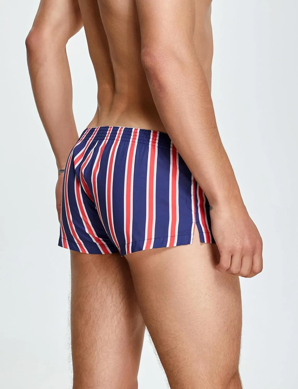 Panegy Mens Striped Lounge Shorts Cotton Comfort 3" Short Boxers Relaxed Sleepwear Underwear