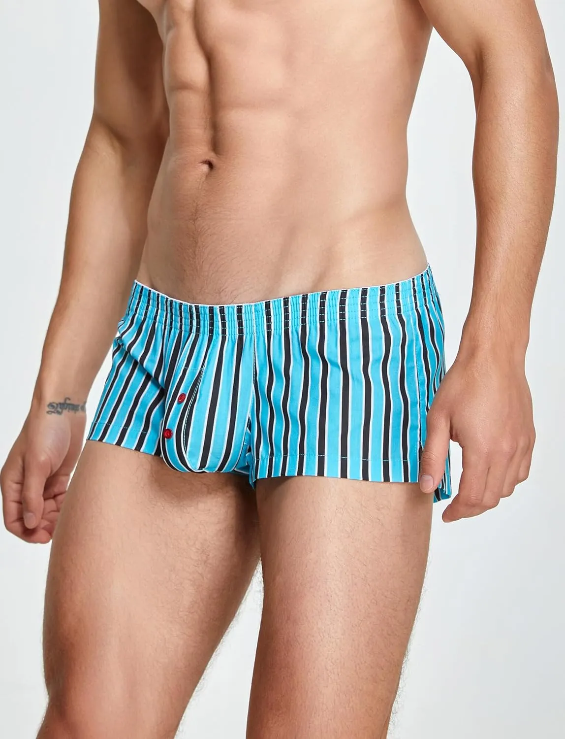 Panegy Mens Striped Lounge Shorts Cotton Comfort 3" Short Boxers Relaxed Sleepwear Underwear