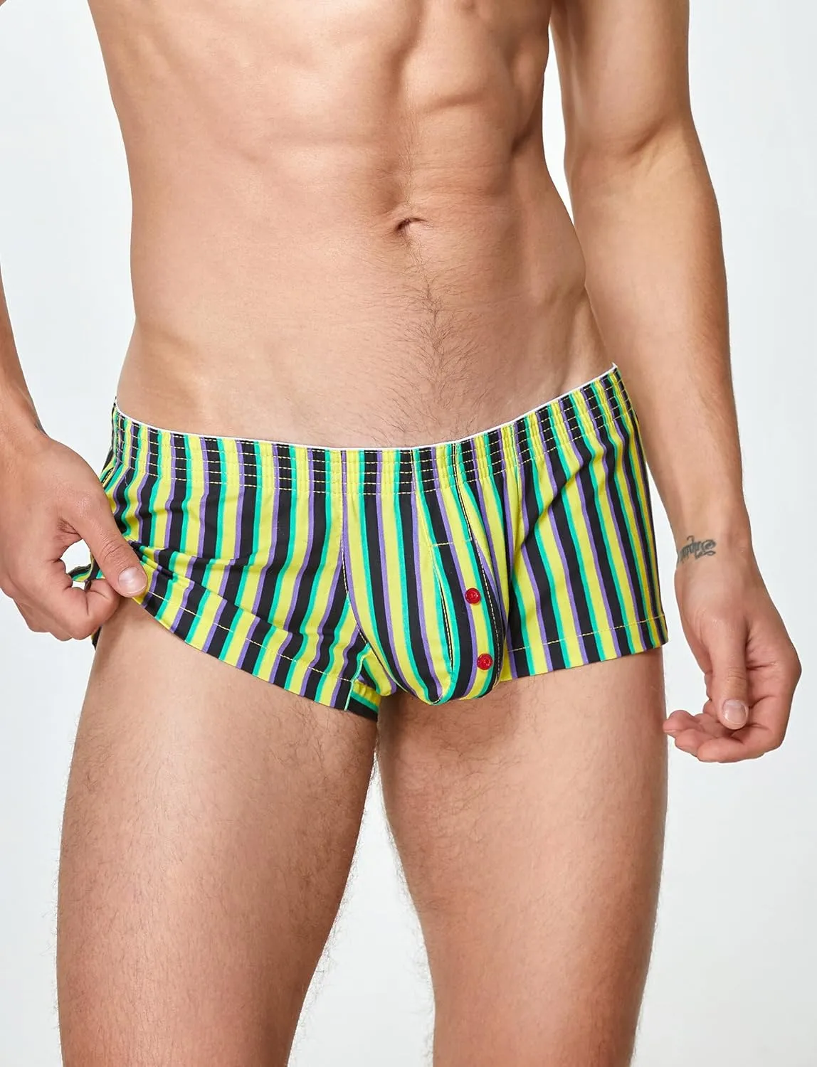 Panegy Mens Striped Lounge Shorts Cotton Comfort 3" Short Boxers Relaxed Sleepwear Underwear