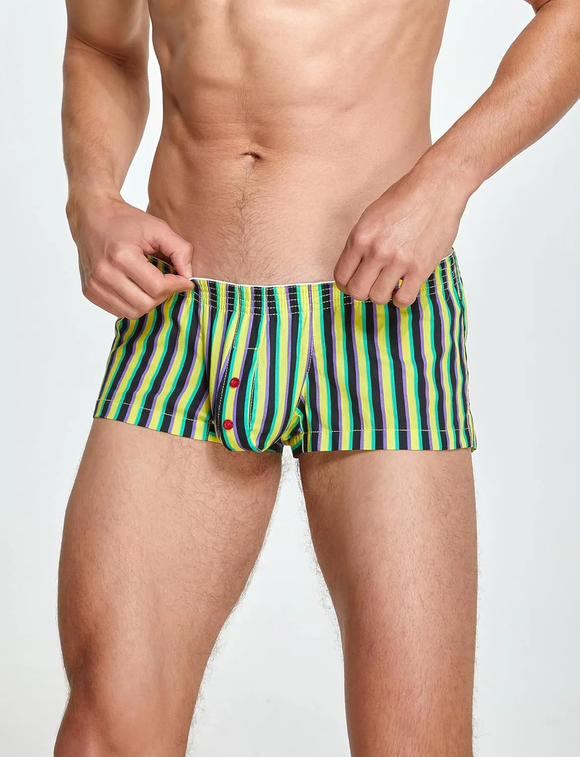 Panegy Mens Striped Lounge Shorts Cotton Comfort 3" Short Boxers Relaxed Sleepwear Underwear